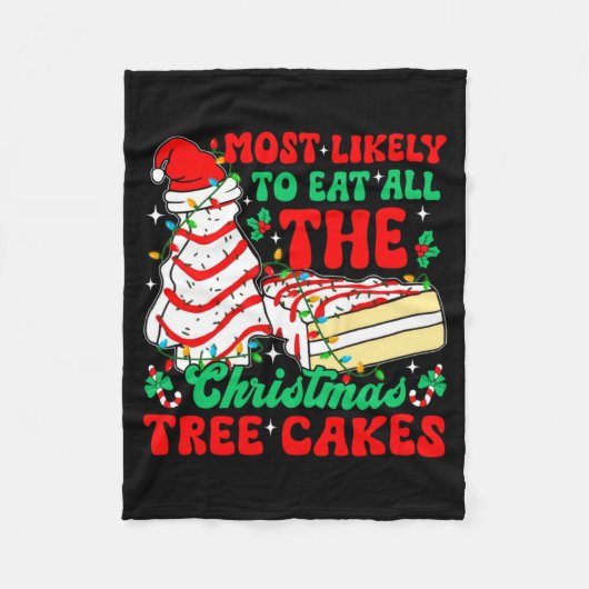 Retro Most Likely To Eat All The Christmas Tree Ca Fleecedecke (Vorderseite)