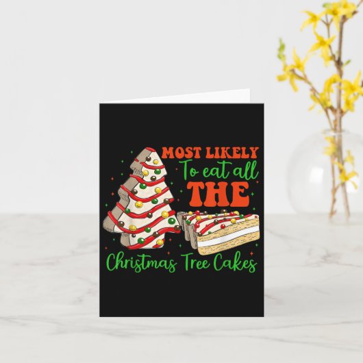 Retro Most Likely To Eat All The Christmas Tree Ca Karte (Gelbe Blume)