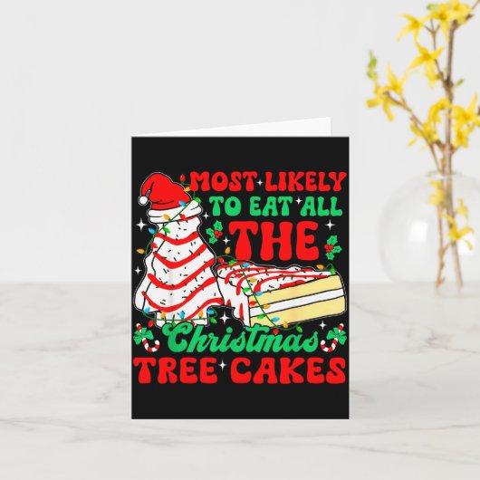 Retro Most Likely To Eat All The Christmas Tree Ca Karte (Gelbe Blume)