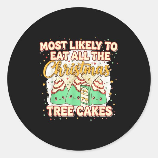 Retro Most Likely To Eat All The Christmas Tree Ca Runder Aufkleber (Vorderseite)