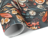 Retro Moth & Dragonfly Blumenmuster Geschenkpapier (Rolleneckpunkt)