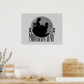 Retro Mother Day Silhouette Light Gray Poster (Küche)