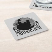 Retro Mother Day Silhouette Light Gray Rechteckiger Pappuntersetzer (angewinkelt)
