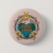 Retro Mother Earth Graphic der 70er Button (Vorderseite)