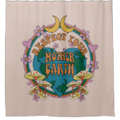 Retro Mother Earth Graphic der 70er Duschvorhang (Vorderseite)