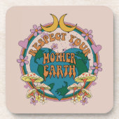 Retro Mother Earth Graphic der 70er Getränkeuntersetzer (Vorderseite)