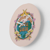 Retro Mother Earth Graphic der 70er Große Wanduhr (Winkel)