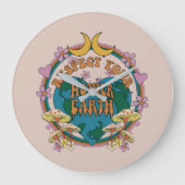 Retro Mother Earth Graphic der 70er Große Wanduhr (Vorderseite)