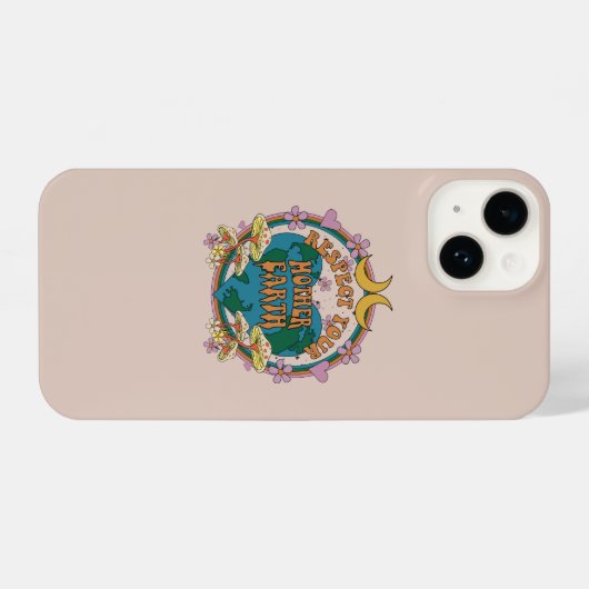 Retro Mother Earth Graphic der 70er iPhone Hülle (Rückseite (Horizontal))