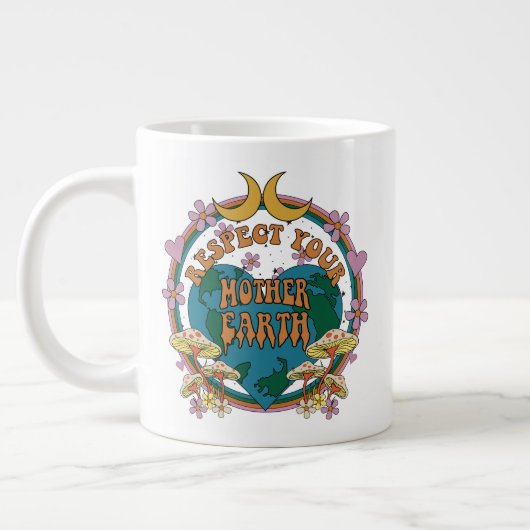 Retro Mother Earth Graphic der 70er Jumbo-Tasse (Links)