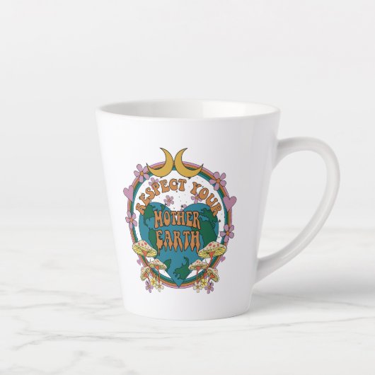 Retro Mother Earth Graphic der 70er Milchtasse (Rechts)