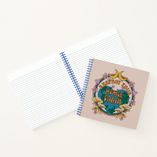 Retro Mother Earth Graphic der 70er Notizblock (Innenseite)