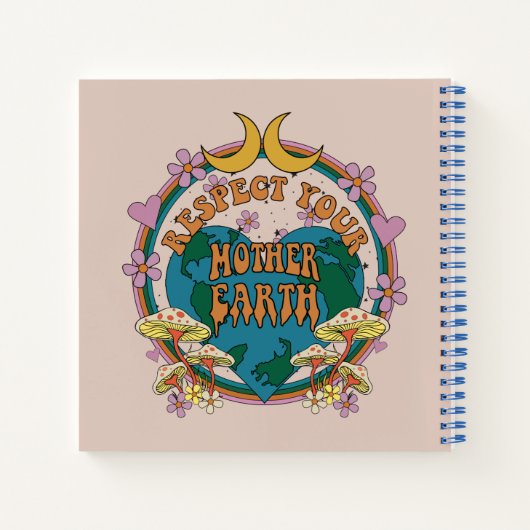 Retro Mother Earth Graphic der 70er Notizblock (Rückseite)