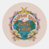 Retro Mother Earth Graphic der 70er Runder Aufkleber (Vorderseite)