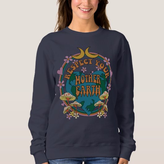 Retro Mother Earth Graphic der 70er Sweatshirt (Vorderseite)