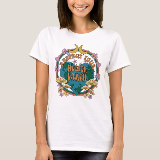 Retro Mother Earth Graphic der 70er T-Shirt (Vorderseite)