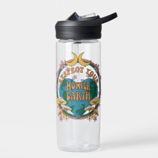 Retro Mother Earth Graphic der 70er Trinkflasche (Links)