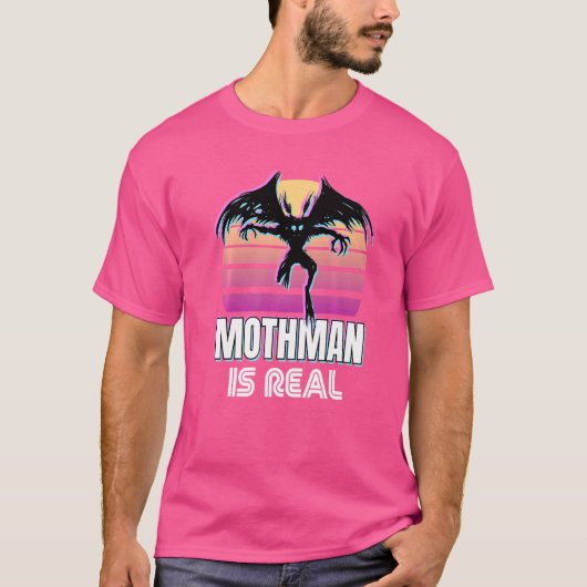 Retro Mothman 80er Cryptid Sunset T-Shirt (Vorderseite)