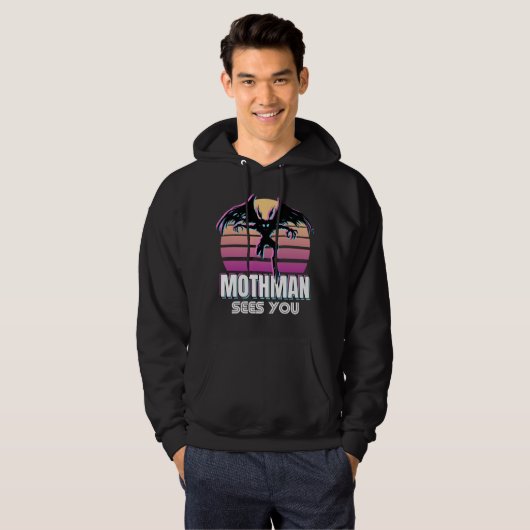 Retro Mothman sieht dich lustig kryptid Geschenk Hoodie (Vorne ganz)