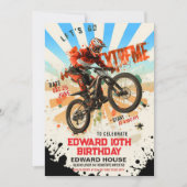 Retro-Motocross-Geburtstagsfeier - Vintage, lasst  Einladung (Vorderseite)