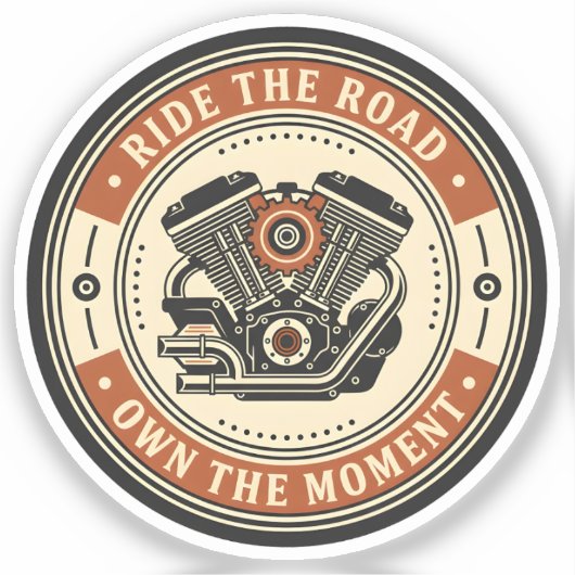 Retro Motorcycle Engine Badge Style Aufkleber (Vorderseite)