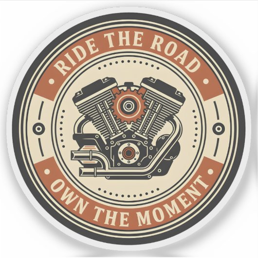 Retro Motorcycle Engine Badge Style Aufkleber (Vorderseite)