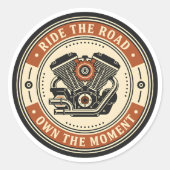 Retro Motorcycle Engine Badge Style Runder Aufkleber (Vorderseite)