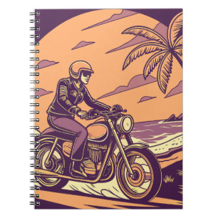 Retro Motorrad-Abenteuer - Tropischer Strand Notizblock