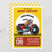 Retro Motorrad Babydusche Einladung (Vorne/Hinten)