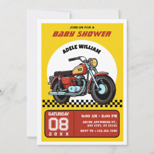 Retro Motorrad Babydusche Einladung