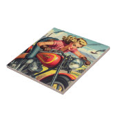 Retro-Motorrad-Button Fliese (Seite)