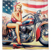 Retro-Motorrad-Button hoch Duschvorhang (Vorderseite)