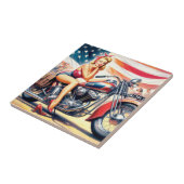 Retro-Motorrad-Button hoch Fliese (Seite)