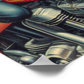 Retro-Motorrad-Button Poster (Ecke)