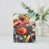 Retro-Motorrad-Button Postkarte (Stehend Vorderseite)