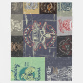 Retro Motorrad Design Fleece Blankon (Vorderseite)