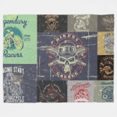Retro Motorrad Design Fleece Blankon (Vorderseite (Horizontal))