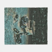 Retro-Motorrad Fleecedecke (Vorderseite (Horizontal))