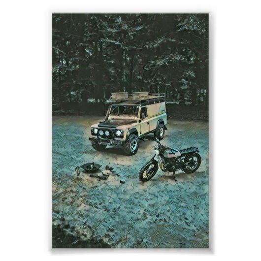 Retro-Motorrad Fotodruck (Vorne)