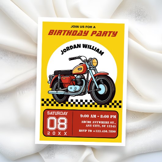 Retro-Motorrad-Geburtstag Einladung