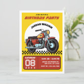 Retro-Motorrad-Geburtstag Einladung (Stehend Vorderseite)
