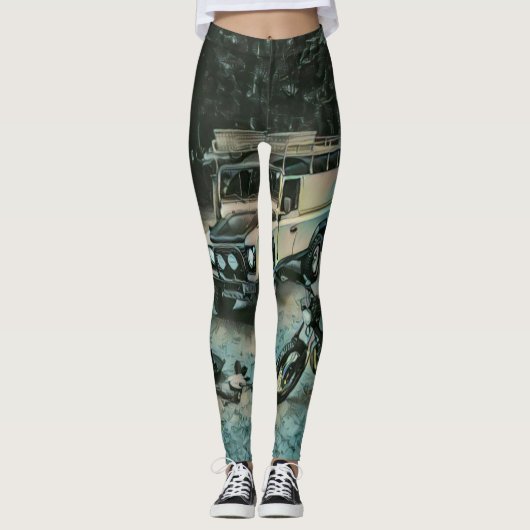 Retro-Motorrad Leggings (Vorderseite)