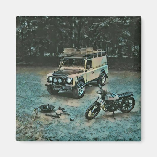 Retro-Motorrad Magnet (Vorne)