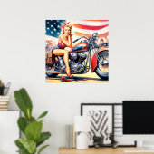 Retro-Motorrad Pin Up Poster (Heimbüro)