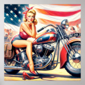 Retro-Motorrad Pin Up Poster (Vorne)