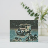 Retro-Motorrad Postkarte (Stehend Vorderseite)