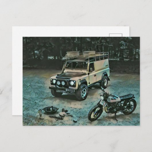 Retro-Motorrad Postkarte (Vorne/Hinten)