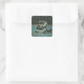 Retro-Motorrad Quadratischer Aufkleber (Tasche)