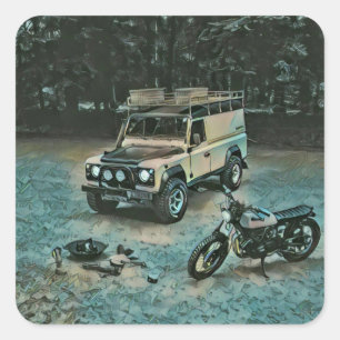 Retro-Motorrad Quadratischer Aufkleber