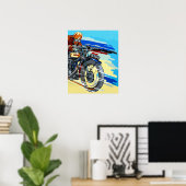 Retro-Motorrad-Rennfahrer-Gemälde Poster (Heimbüro)